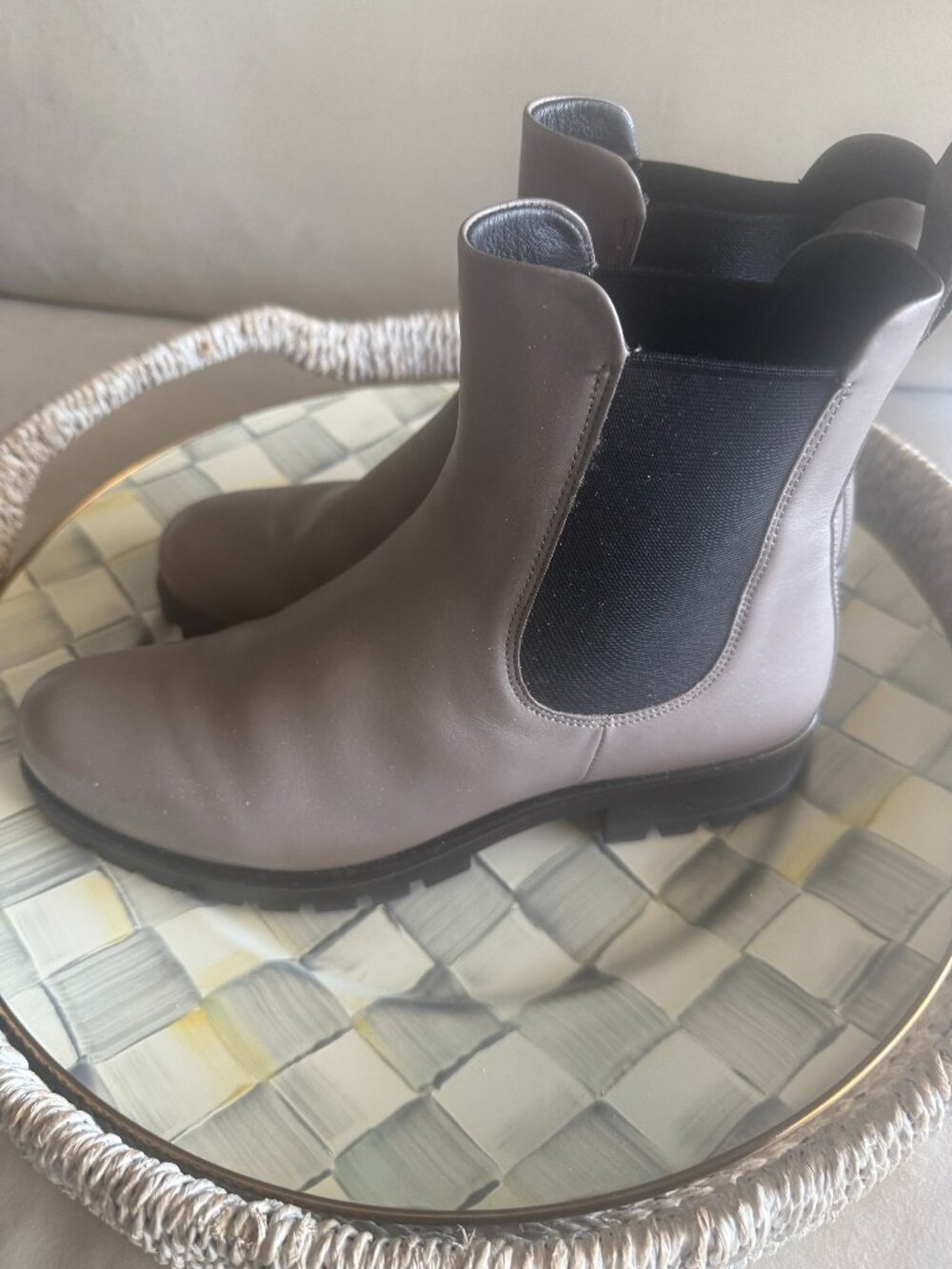 2 Pair Lug Sole Chunky Heel Slip On Elastic Ankle Boots Size 10